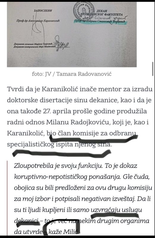 Foto printscreen Južće vesti: Milić o sinu dekanice Medicinskog fakulteta