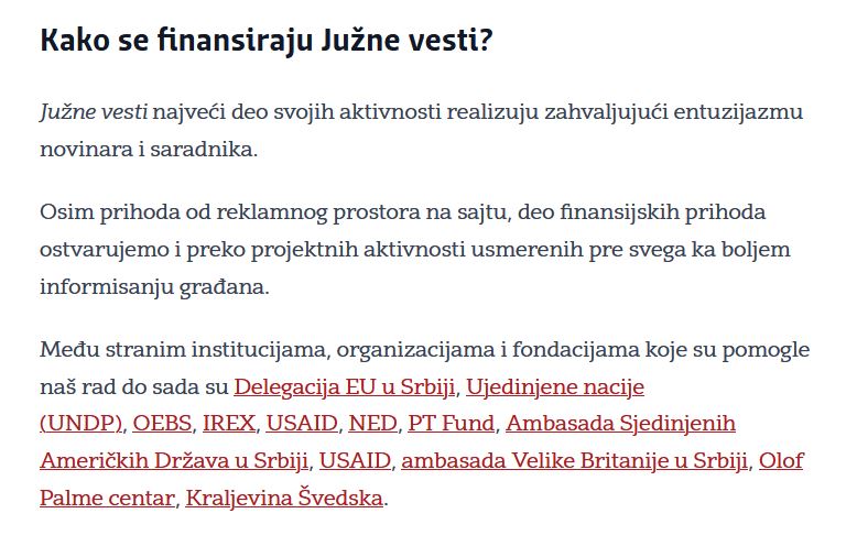 Impresum Južne vesti