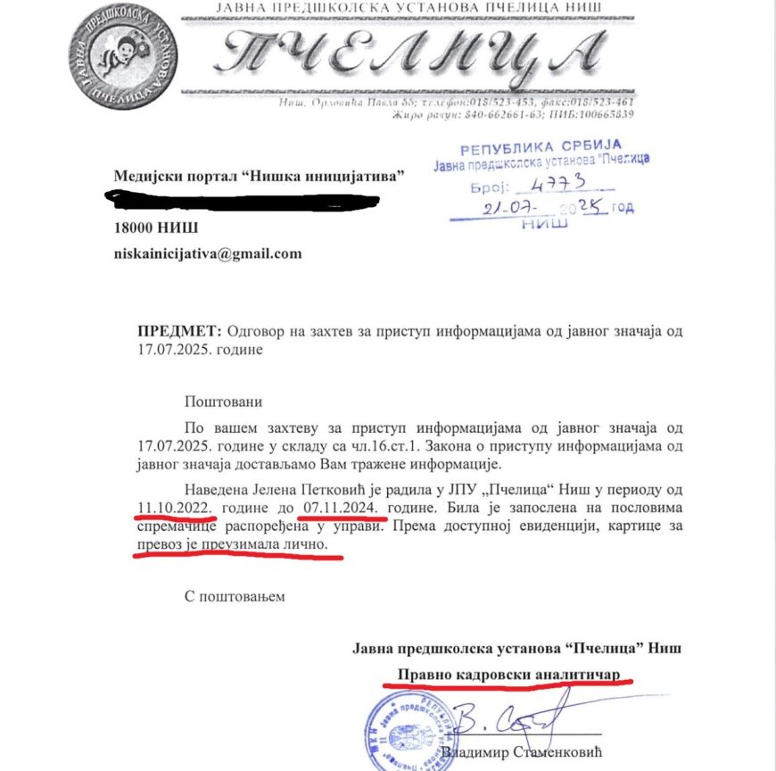 Dopis za Jelenu Patković Pčelica