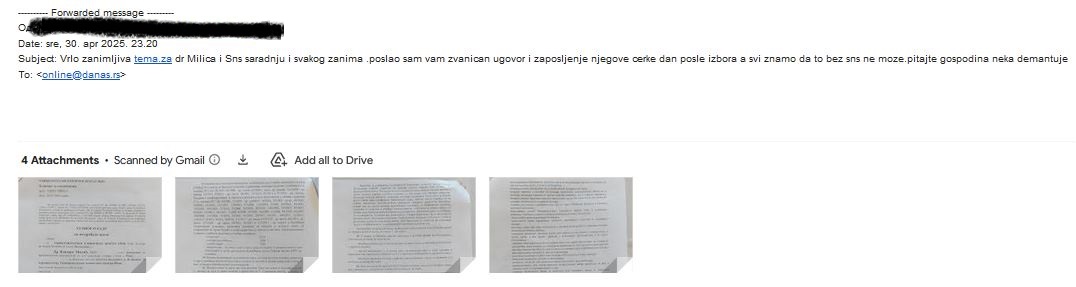 Mejl danasu za milića